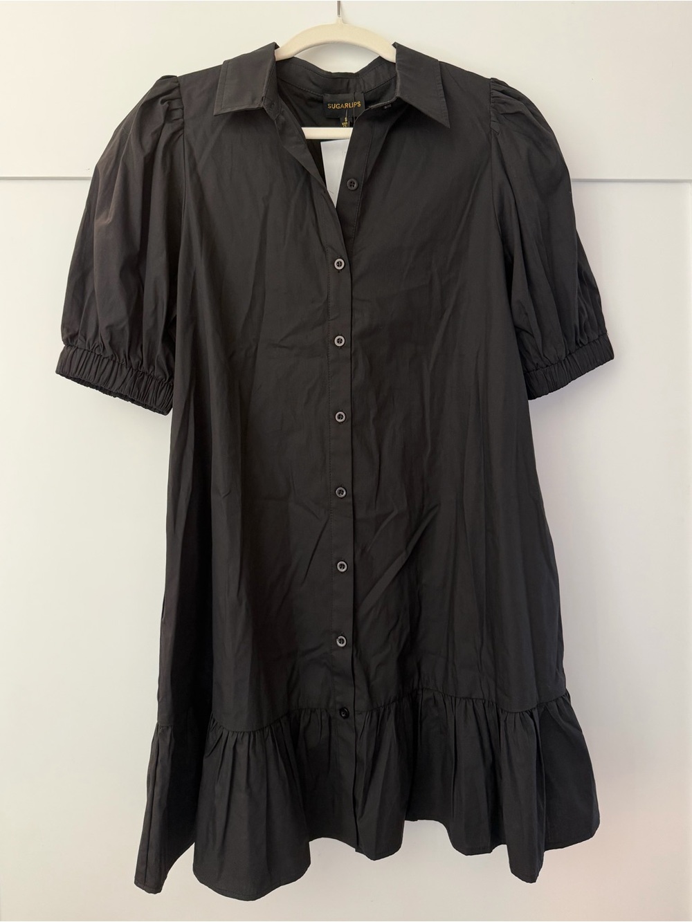 Sugarlips Black Leslie Button Down Shift Dress Size Small NWT